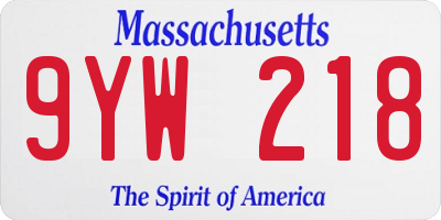 MA license plate 9YW218