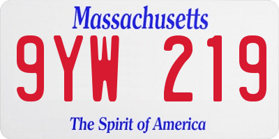MA license plate 9YW219