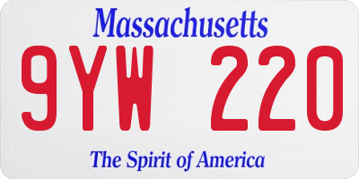 MA license plate 9YW220