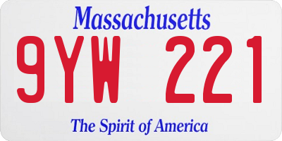 MA license plate 9YW221