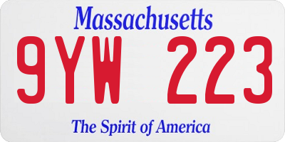 MA license plate 9YW223