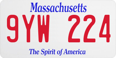 MA license plate 9YW224