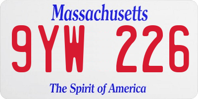 MA license plate 9YW226