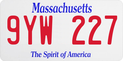 MA license plate 9YW227