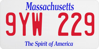 MA license plate 9YW229