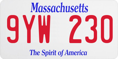 MA license plate 9YW230