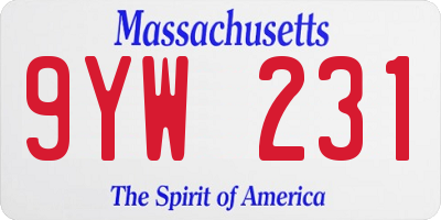 MA license plate 9YW231