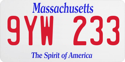 MA license plate 9YW233
