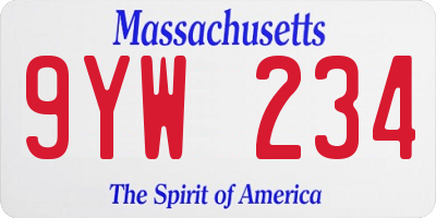 MA license plate 9YW234