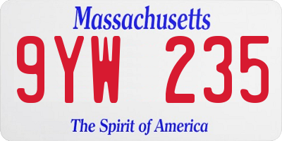 MA license plate 9YW235