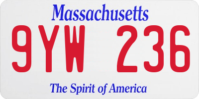MA license plate 9YW236