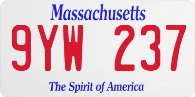 MA license plate 9YW237
