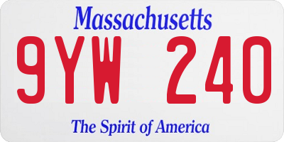 MA license plate 9YW240