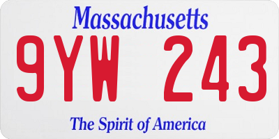 MA license plate 9YW243