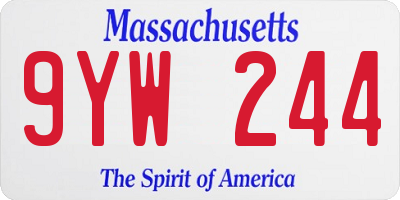 MA license plate 9YW244