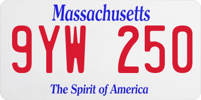 MA license plate 9YW250