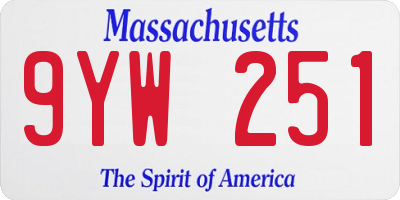 MA license plate 9YW251