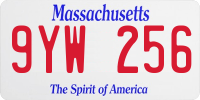 MA license plate 9YW256