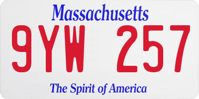 MA license plate 9YW257