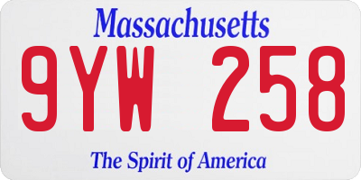 MA license plate 9YW258