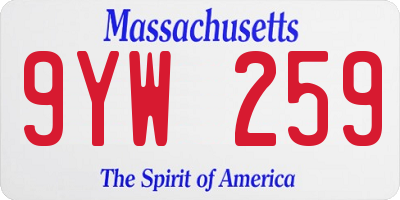 MA license plate 9YW259