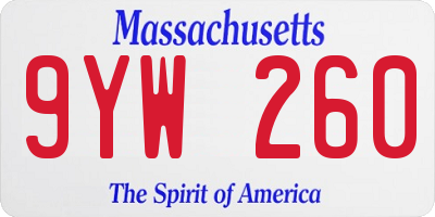 MA license plate 9YW260
