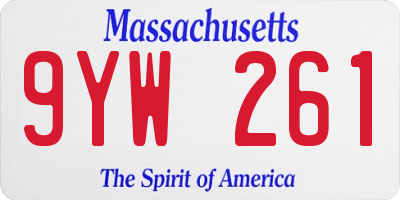 MA license plate 9YW261