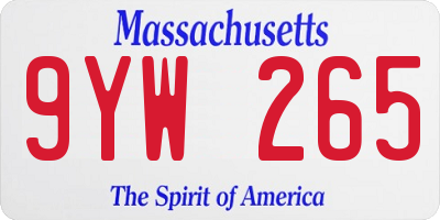 MA license plate 9YW265