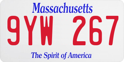 MA license plate 9YW267