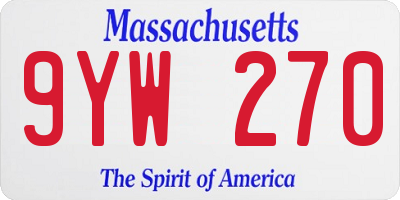 MA license plate 9YW270