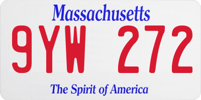MA license plate 9YW272