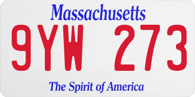 MA license plate 9YW273