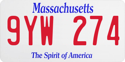 MA license plate 9YW274
