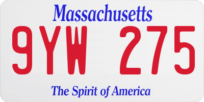 MA license plate 9YW275