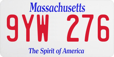 MA license plate 9YW276