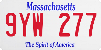 MA license plate 9YW277