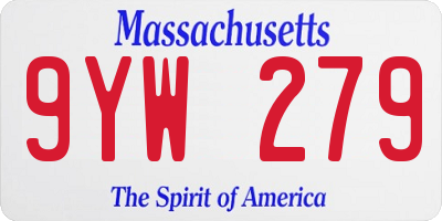 MA license plate 9YW279