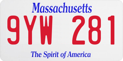 MA license plate 9YW281