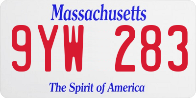 MA license plate 9YW283