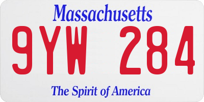 MA license plate 9YW284