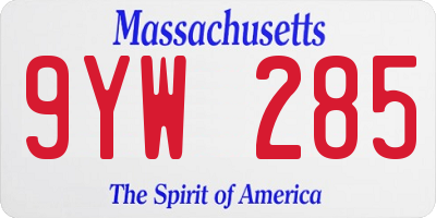 MA license plate 9YW285