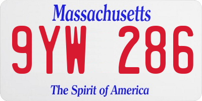 MA license plate 9YW286