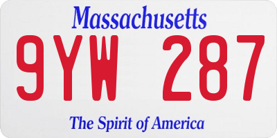 MA license plate 9YW287