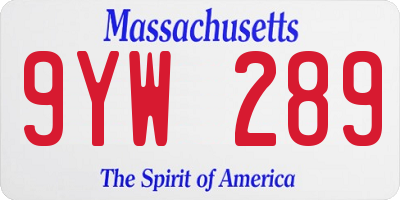 MA license plate 9YW289