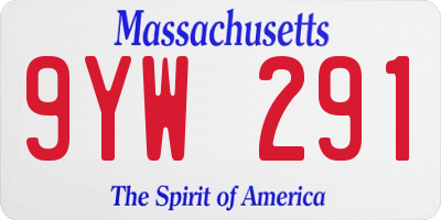 MA license plate 9YW291