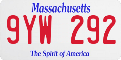 MA license plate 9YW292