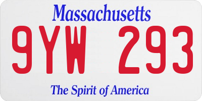 MA license plate 9YW293