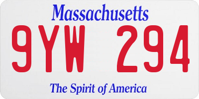 MA license plate 9YW294