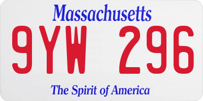 MA license plate 9YW296