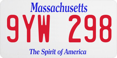MA license plate 9YW298